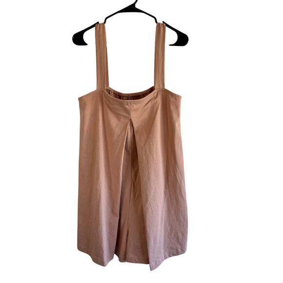 Free People Size Large Beach Boho Peach Tan Pleated Sleeveless Romper - Picture 2 of 6
